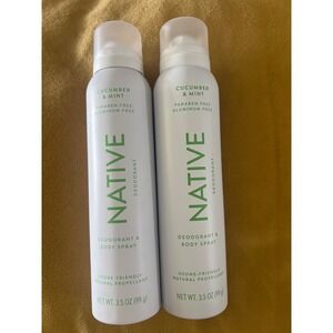 Native Deodorant and Body Spray Cucumber & Mint‎ 3.5 oz Set of 2 Aluminum Free